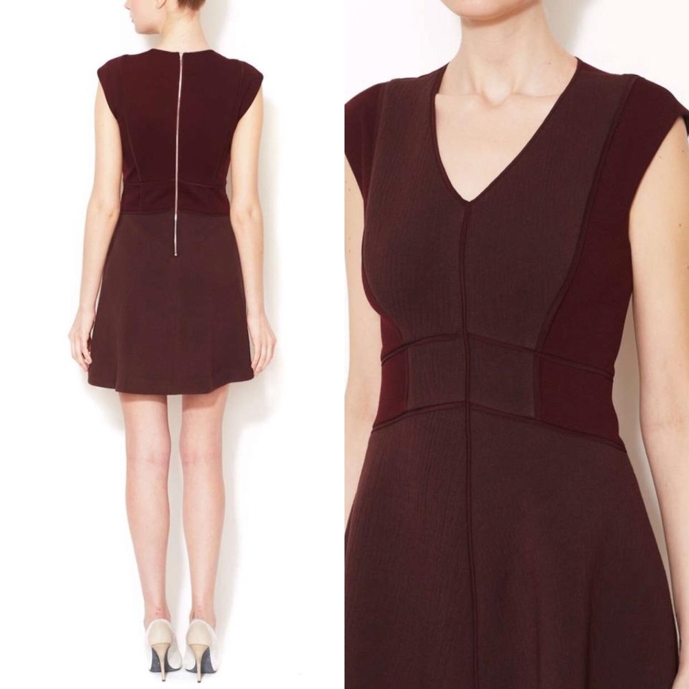 Rebecca Taylor Fit & Flare Silk Piping Dress